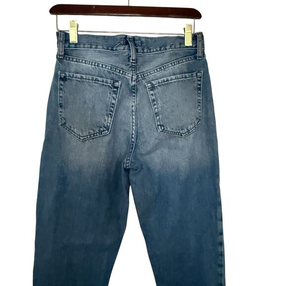 Forever 21 Premium High Waisted Fringe Hem Mom Denim Medium Wash Jeans Size 26 - Picture 5 of 8